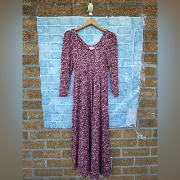 LOVESHACKFANCY Poeta Dress in Cherry Wine dress XS - Picture 3 of 15